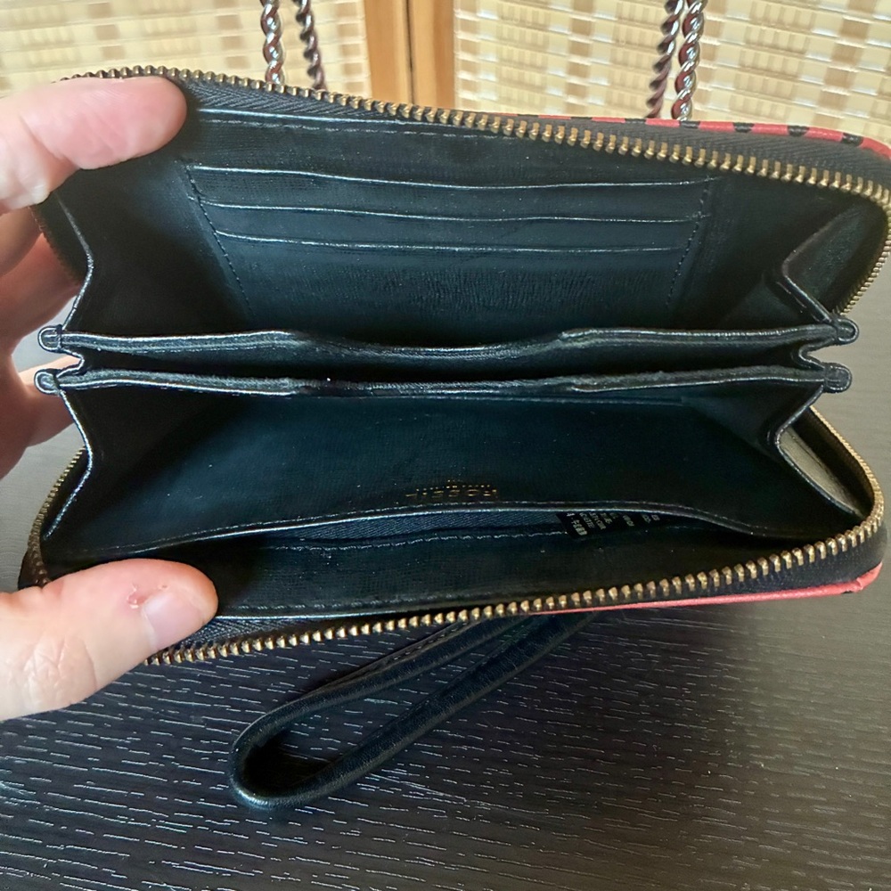Fossil Leather Wallet Wristlet in Pink and Black Polka Dots - Picture 6 of 9